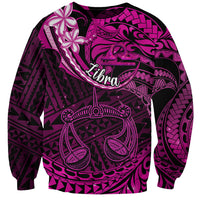 Polynesian Pride Libra Zodiac Sweatshirt Astrological Sign Tribal Plumeria Pink Galaxy LT14 Unisex Pink - Polynesian Pride
