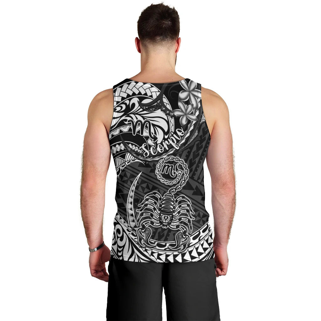 Polynesian Pride Scorpio Zodiac Men Tank Top Astrological Sign Tribal Plumeria Black LT14 - Polynesian Pride