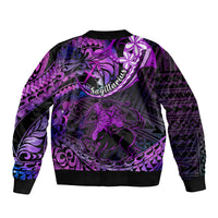 Polynesian Pride Sagittarius Zodiac Sleeve Zip Bomber Jacket Astrological Sign Tribal Plumeria Purple Galaxy LT14 - Polynesian Pride