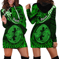 Polynesian Pride Pisces Zodiac Hoodie Dress Astrological Sign Tribal Plumeria Green Galaxy LT14 - Polynesian Pride