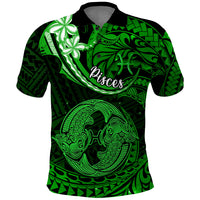 Polynesian Pride Pisces Zodiac Polo Shirt Astrological Sign Tribal Plumeria Green Galaxy LT14 Green - Polynesian Pride