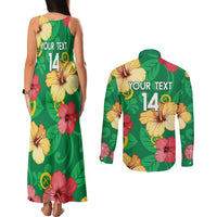 Custom Vanuatu Cricket Couples Matching Tank Maxi Dress and Long Sleeve Button Shirt 2024 Tropical Flowers Version