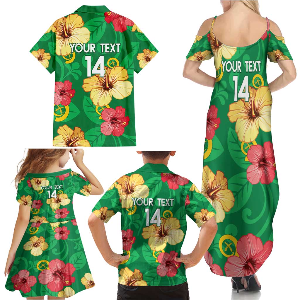 Custom Vanuatu Cricket Family Matching Summer Maxi Dress and Hawaiian Shirt 2024 Tropical Flowers Version