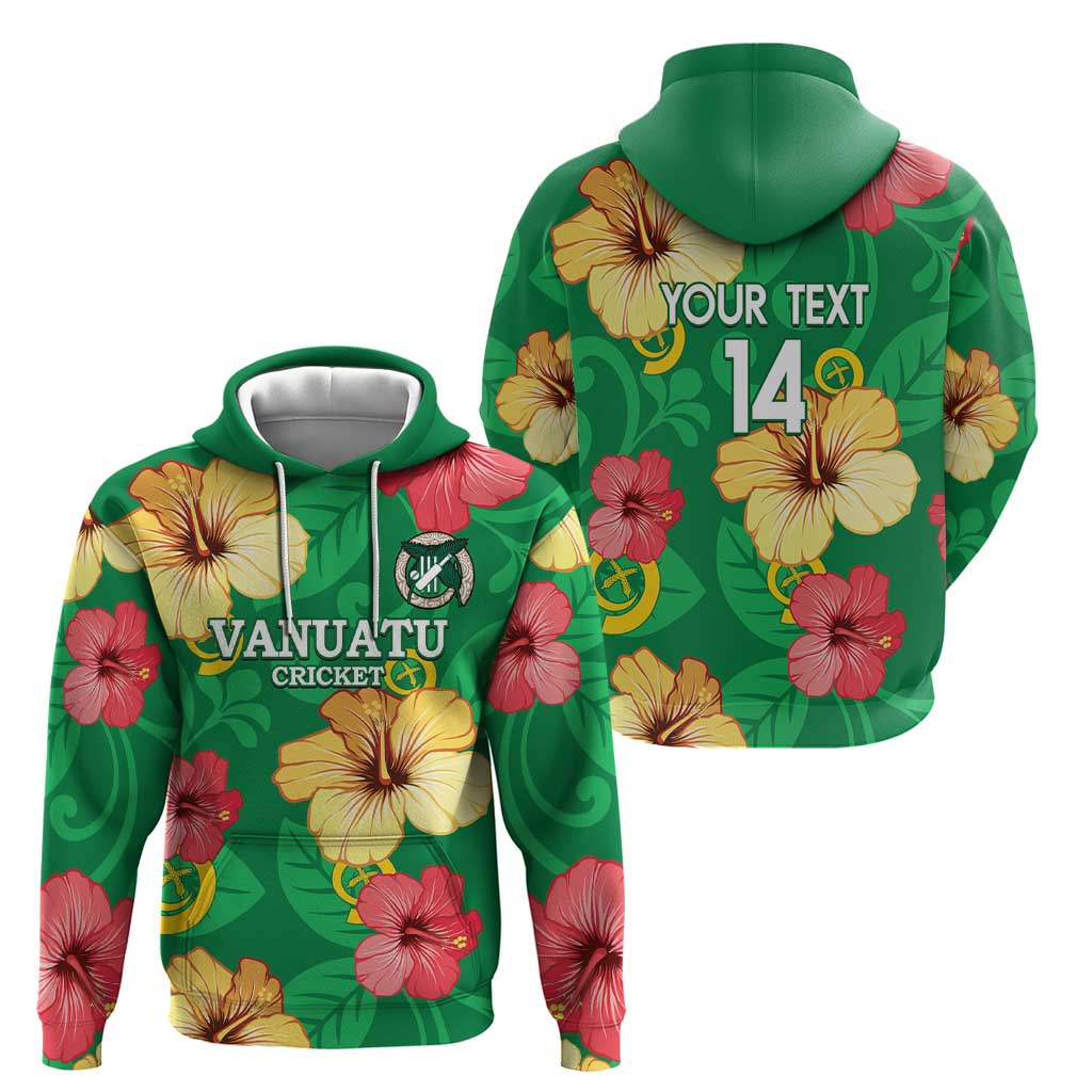 Custom Vanuatu Cricket Hoodie 2024 Tropical Flowers Version