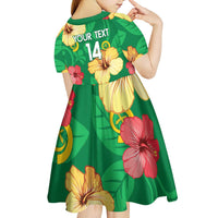 Custom Vanuatu Cricket Kid Short Sleeve Dress 2024 Tropical Flowers Version LT14 - Polynesian Pride