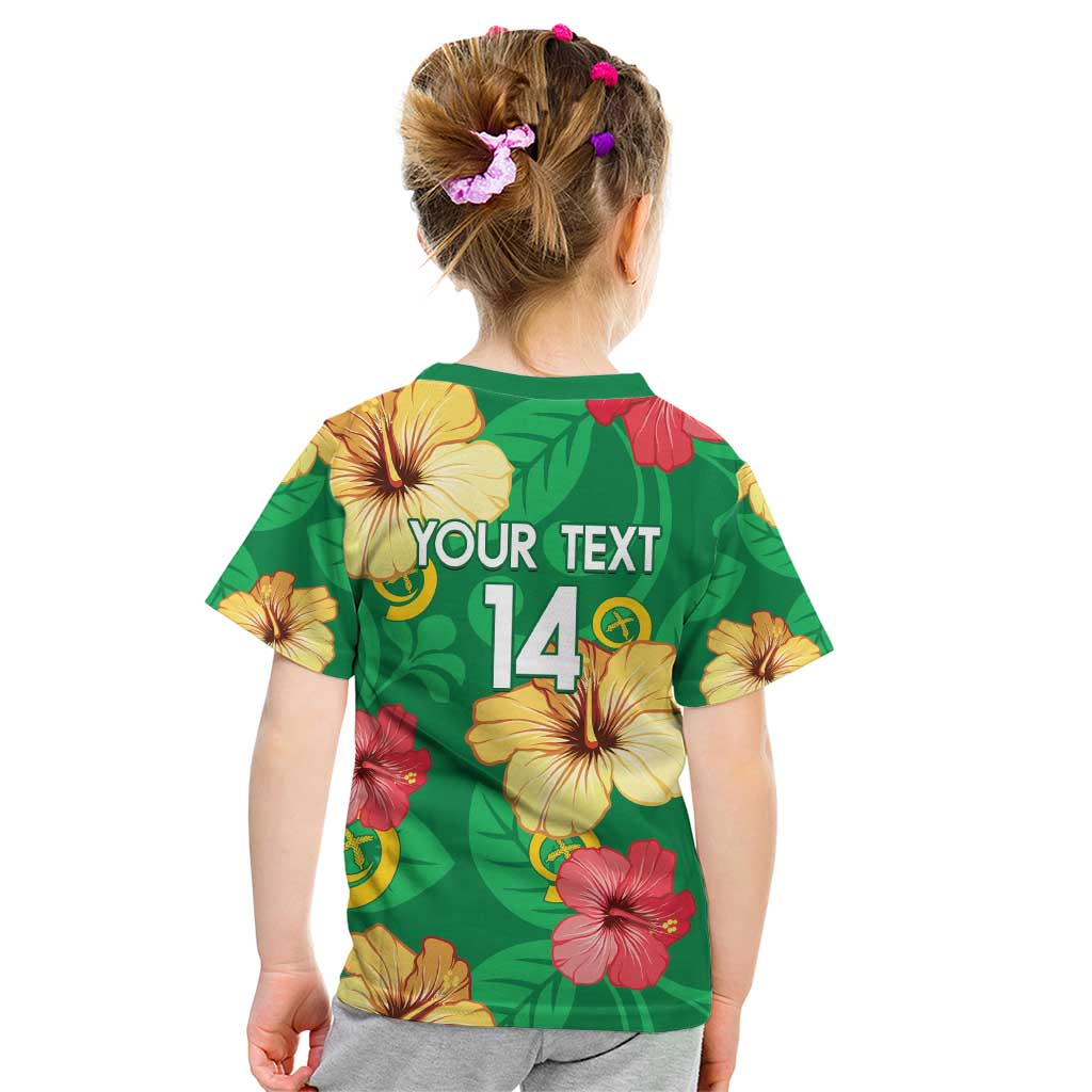Custom Vanuatu Cricket Kid T Shirt 2024 Tropical Flowers Version LT14 - Polynesian Pride