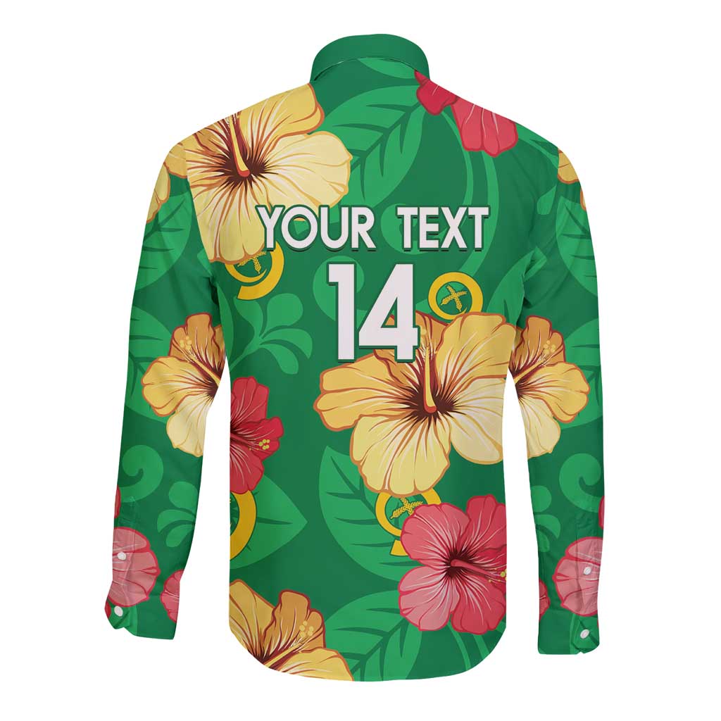 Custom Vanuatu Cricket Long Sleeve Button Shirt 2024 Tropical Flowers Version LT14 - Polynesian Pride