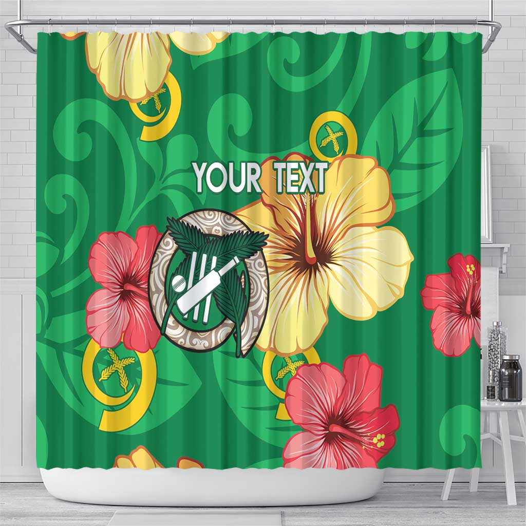 Custom Vanuatu Cricket Shower Curtain 2024 Tropical Flowers Version