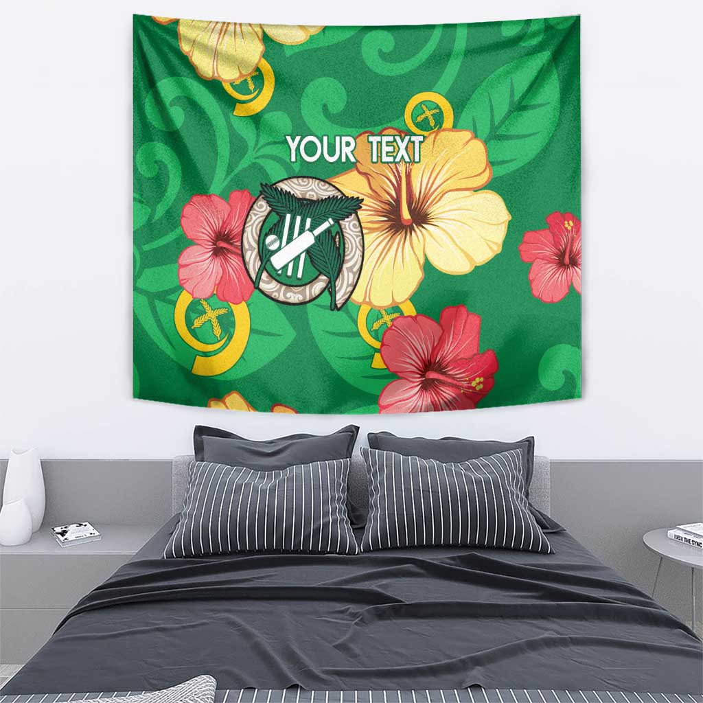 Custom Vanuatu Cricket Tapestry 2024 Tropical Flowers Version LT14 - Polynesian Pride