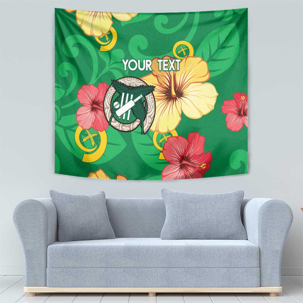 Custom Vanuatu Cricket Tapestry 2024 Tropical Flowers Version LT14 - Polynesian Pride