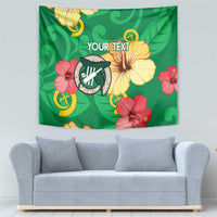 Custom Vanuatu Cricket Tapestry 2024 Tropical Flowers Version LT14 - Polynesian Pride
