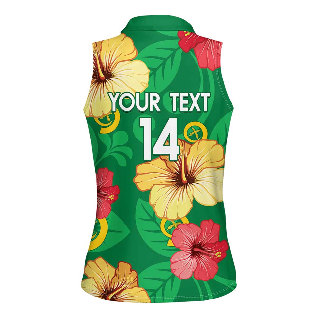 Custom Vanuatu Cricket Women Sleeveless Polo Shirt 2024 Tropical Flowers Version LT14 - Polynesian Pride