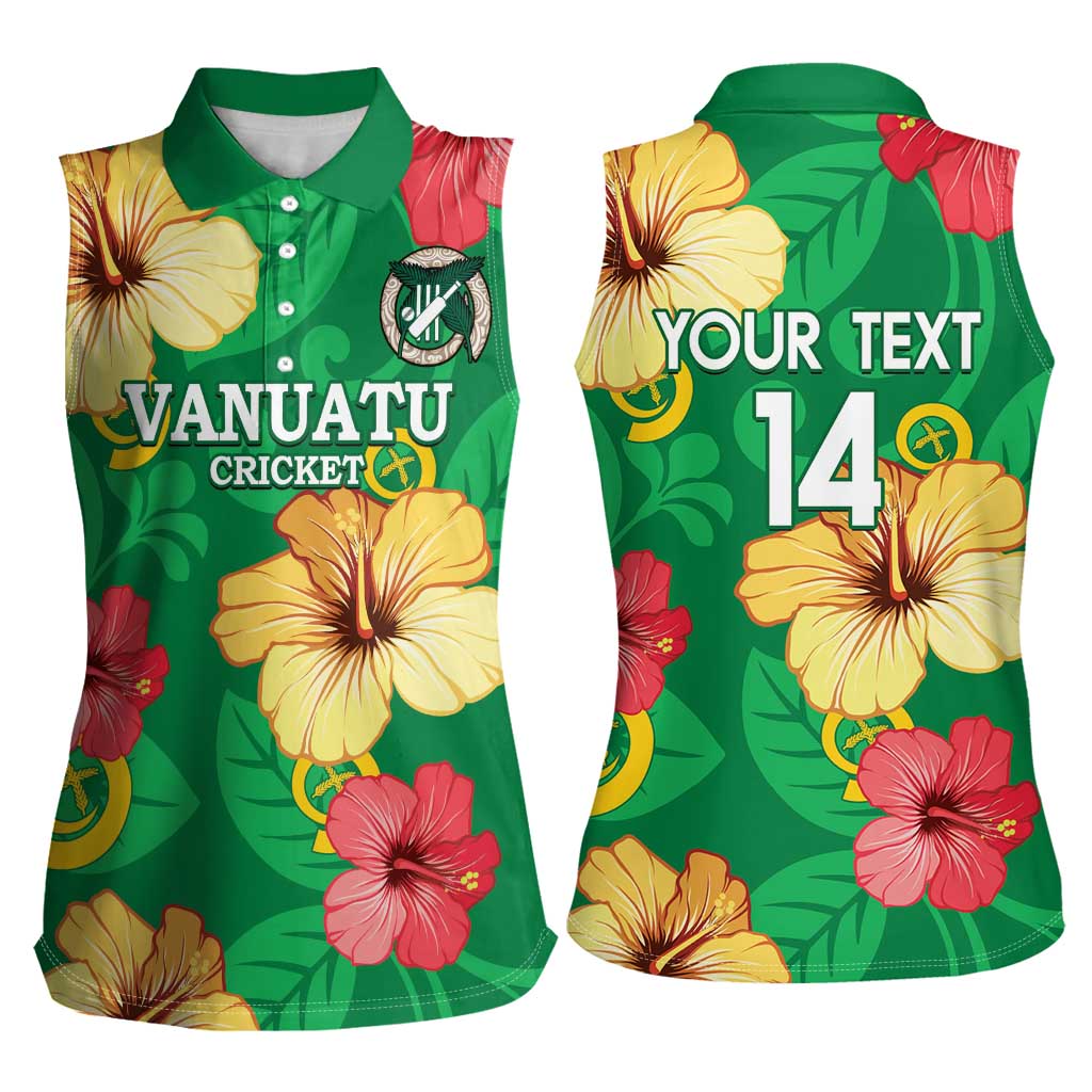 Custom Vanuatu Cricket Women Sleeveless Polo Shirt 2024 Tropical Flowers Version LT14 - Polynesian Pride