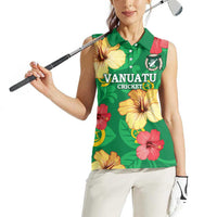 Custom Vanuatu Cricket Women Sleeveless Polo Shirt 2024 Tropical Flowers Version LT14 - Polynesian Pride