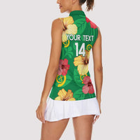 Custom Vanuatu Cricket Women Sleeveless Polo Shirt 2024 Tropical Flowers Version LT14 - Polynesian Pride