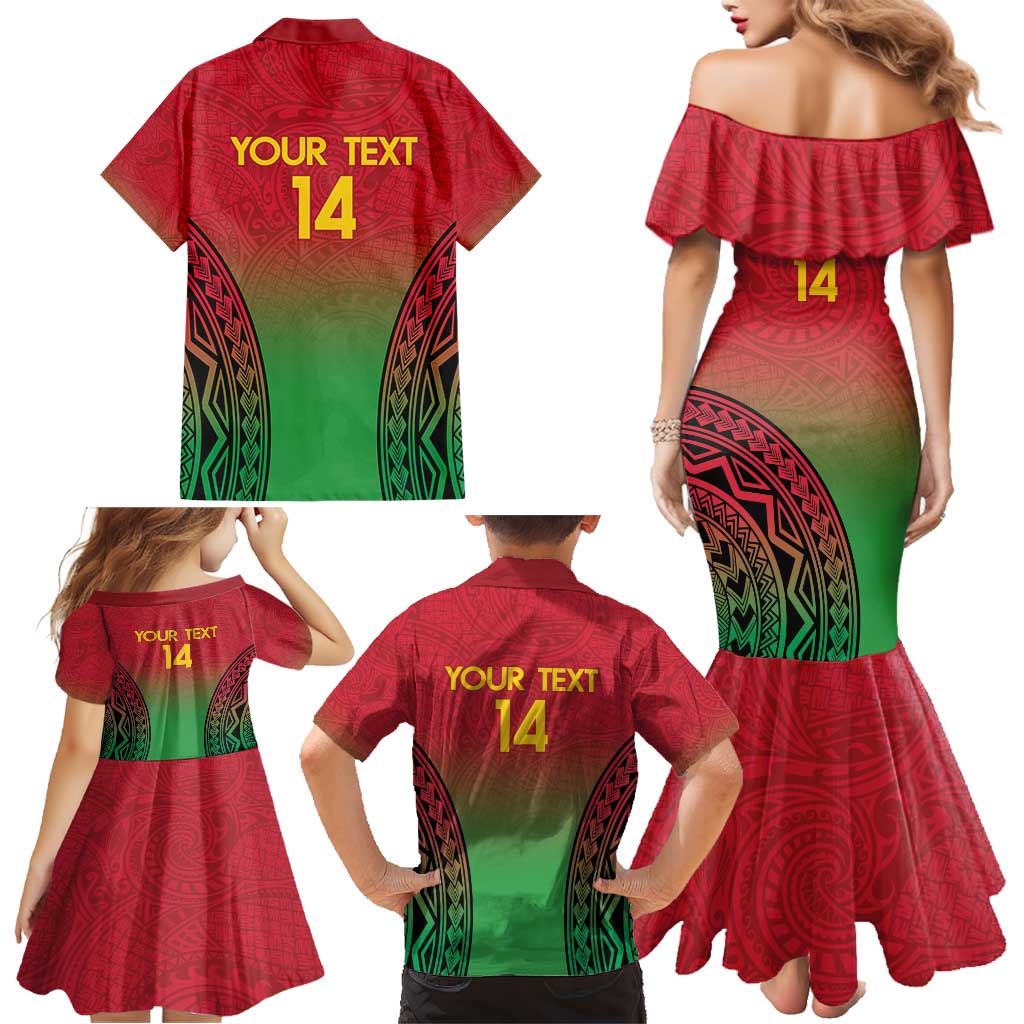 Custom Vanuatu Cricket Family Matching Mermaid Dress and Hawaiian Shirt 2024 Polynesian Pattern Sporty Style
