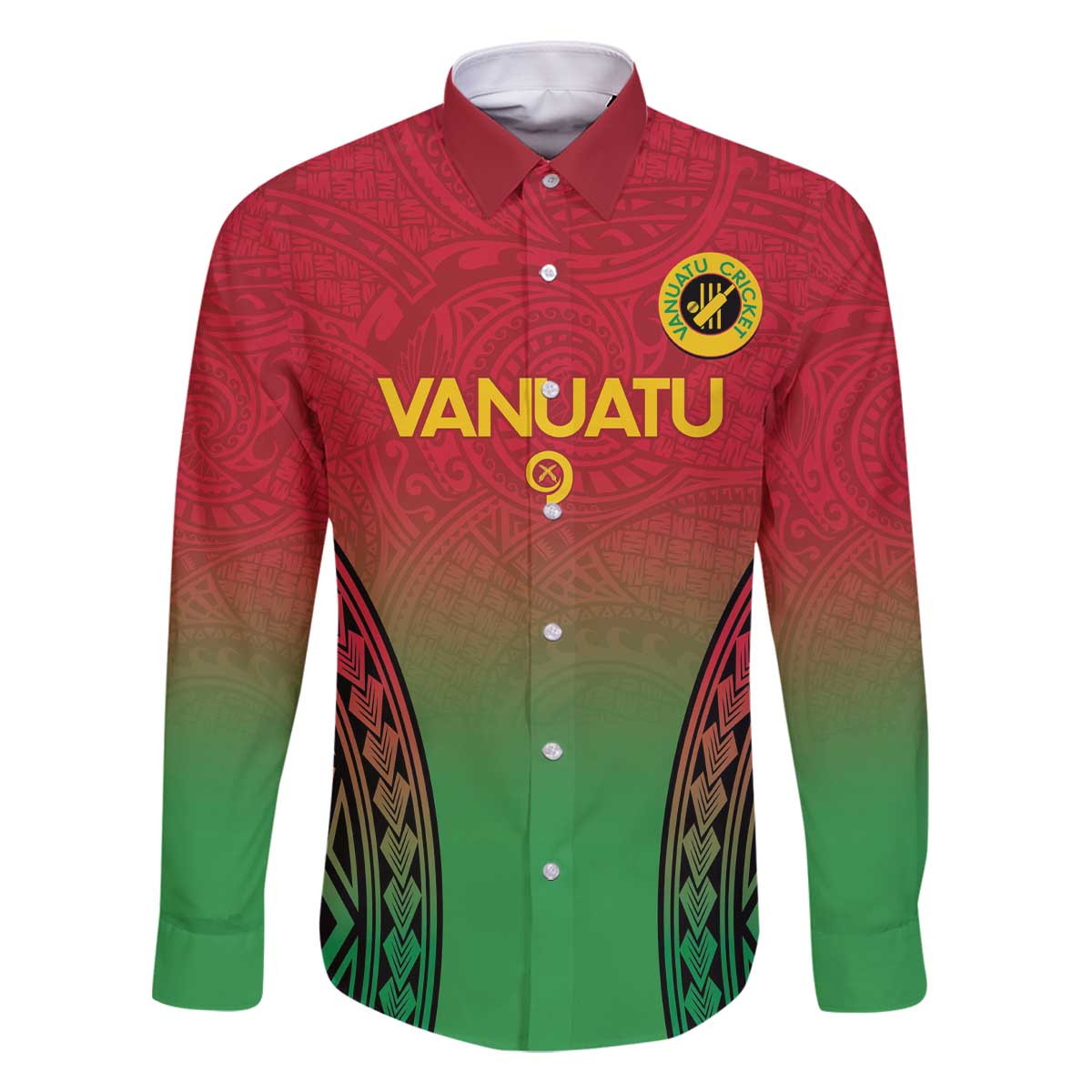 Custom Vanuatu Cricket Family Matching Off Shoulder Short Dress and Hawaiian Shirt 2024 Polynesian Pattern Sporty Style LT14 Dad's Shirt - Long Sleeve Red - Polynesian Pride
