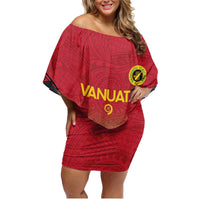 Custom Vanuatu Cricket Family Matching Off Shoulder Short Dress and Hawaiian Shirt 2024 Polynesian Pattern Sporty Style LT14 Mom's Dress Red - Polynesian Pride