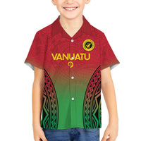 Custom Vanuatu Cricket Family Matching Off Shoulder Short Dress and Hawaiian Shirt 2024 Polynesian Pattern Sporty Style LT14 Son's Shirt Red - Polynesian Pride