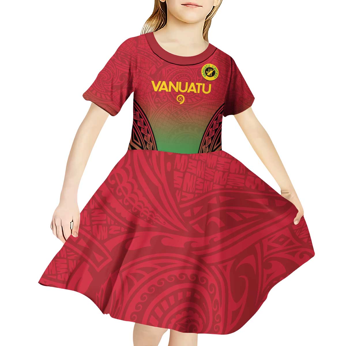 Custom Vanuatu Cricket Kid Short Sleeve Dress 2024 Polynesian Pattern Sporty Style LT14 - Polynesian Pride