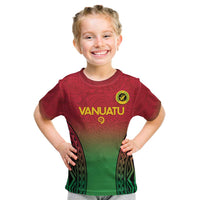 Custom Vanuatu Cricket Kid T Shirt 2024 Polynesian Pattern Sporty Style LT14 Red - Polynesian Pride