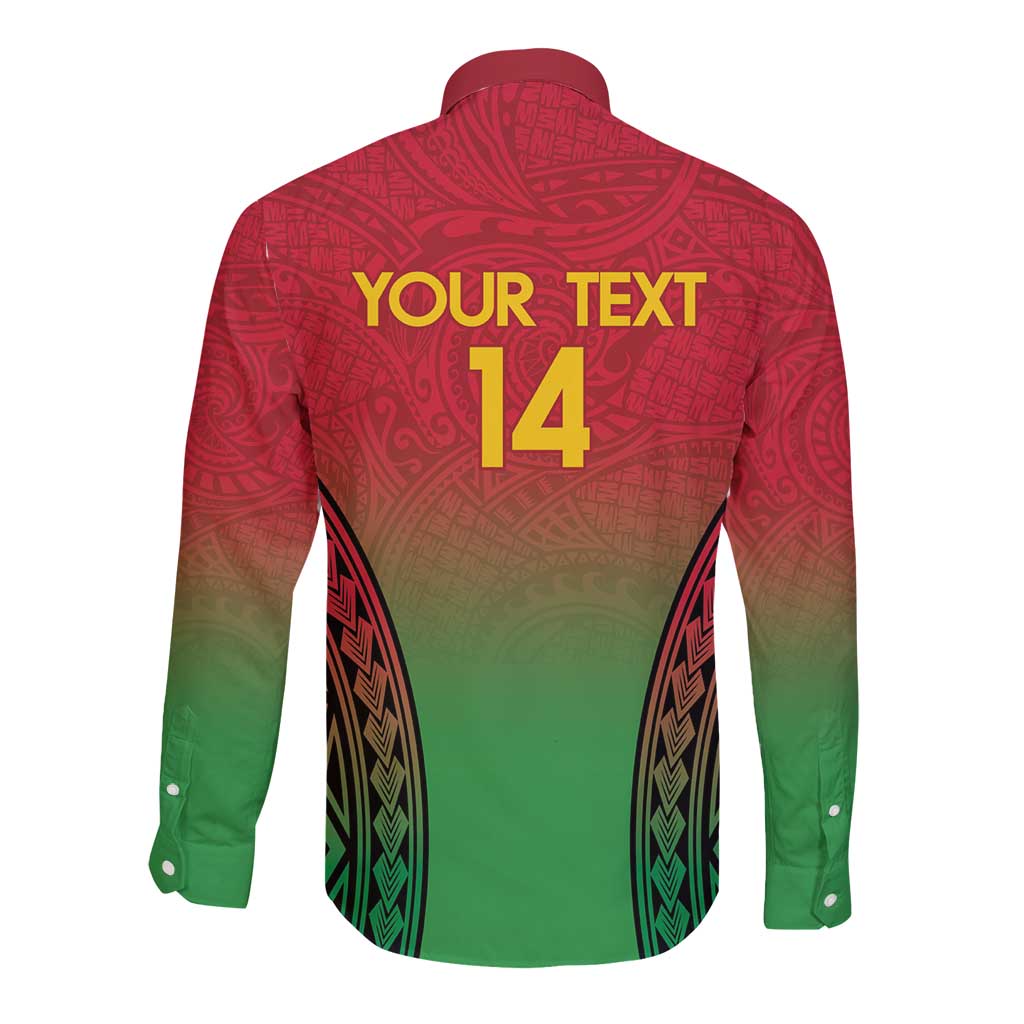 Custom Vanuatu Cricket Long Sleeve Button Shirt 2024 Polynesian Pattern Sporty Style LT14 - Polynesian Pride