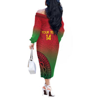 Custom Vanuatu Cricket Off The Shoulder Long Sleeve Dress 2024 Polynesian Pattern Sporty Style LT14 - Polynesian Pride