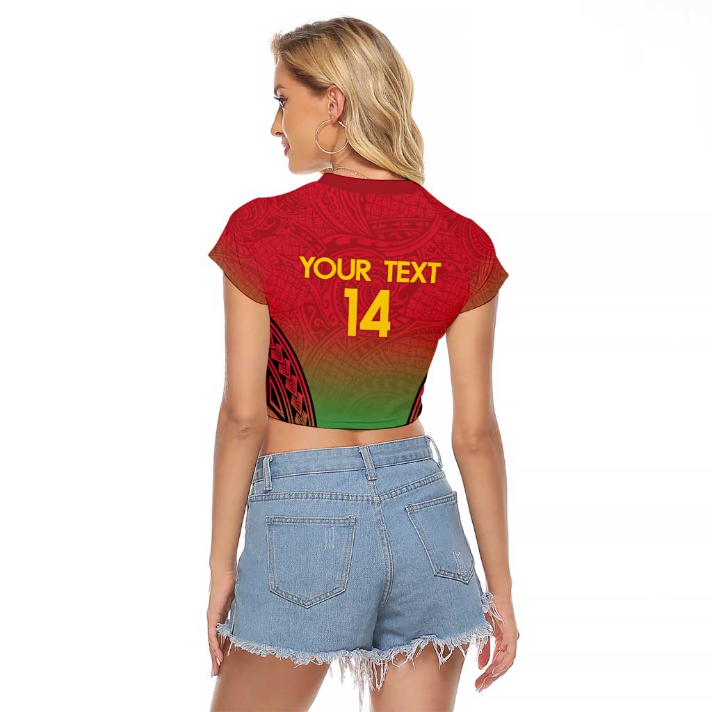 Custom Vanuatu Cricket Raglan Cropped T Shirt 2024 Polynesian Pattern Sporty Style