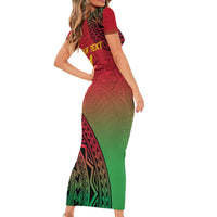 Custom Vanuatu Cricket Short Sleeve Bodycon Dress 2024 Polynesian Pattern Sporty Style