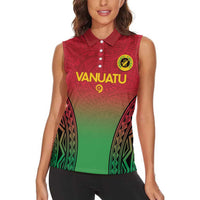 Custom Vanuatu Cricket Women Sleeveless Polo Shirt 2024 Polynesian Pattern Sporty Style LT14 - Polynesian Pride