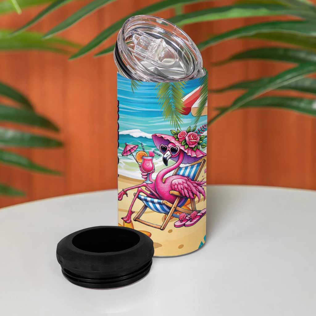 Flamingo Aloha Hawaii 4 in 1 Can Cooler Tumbler It's 5 O’Clock Somewhere Tropical Vibes - Polynesian Pride