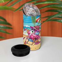 Flamingo Aloha Hawaii 4 in 1 Can Cooler Tumbler It's 5 O’Clock Somewhere Tropical Vibes - Polynesian Pride