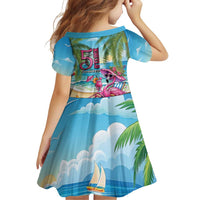 Flamingo Aloha Hawaii Family Matching Off Shoulder Short Dress and Hawaiian Shirt It's 5 O’Clock Somewhere Tropical Vibes - Polynesian Pride