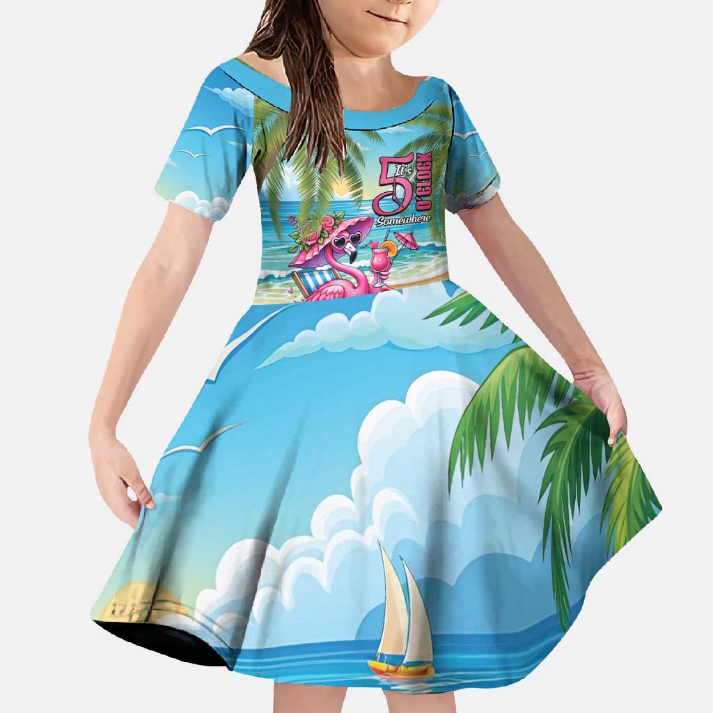 Flamingo Aloha Hawaii Family Matching Summer Maxi Dress and Hawaiian Shirt It's 5 O’Clock Somewhere Tropical Vibes - Polynesian Pride