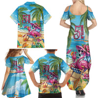 Flamingo Aloha Hawaii Family Matching Summer Maxi Dress and Hawaiian Shirt It's 5 O’Clock Somewhere Tropical Vibes - Polynesian Pride