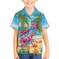 Flamingo Aloha Hawaii Kid Hawaiian Shirt It's 5 OClock Somewhere Tropical Vibes LT14 Kid Blue - Polynesian Pride