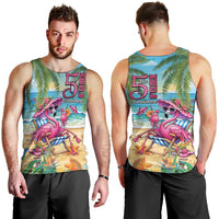 Flamingo Aloha Hawaii Men Tank Top It's 5 O’Clock Somewhere Tropical Vibes - Polynesian Pride