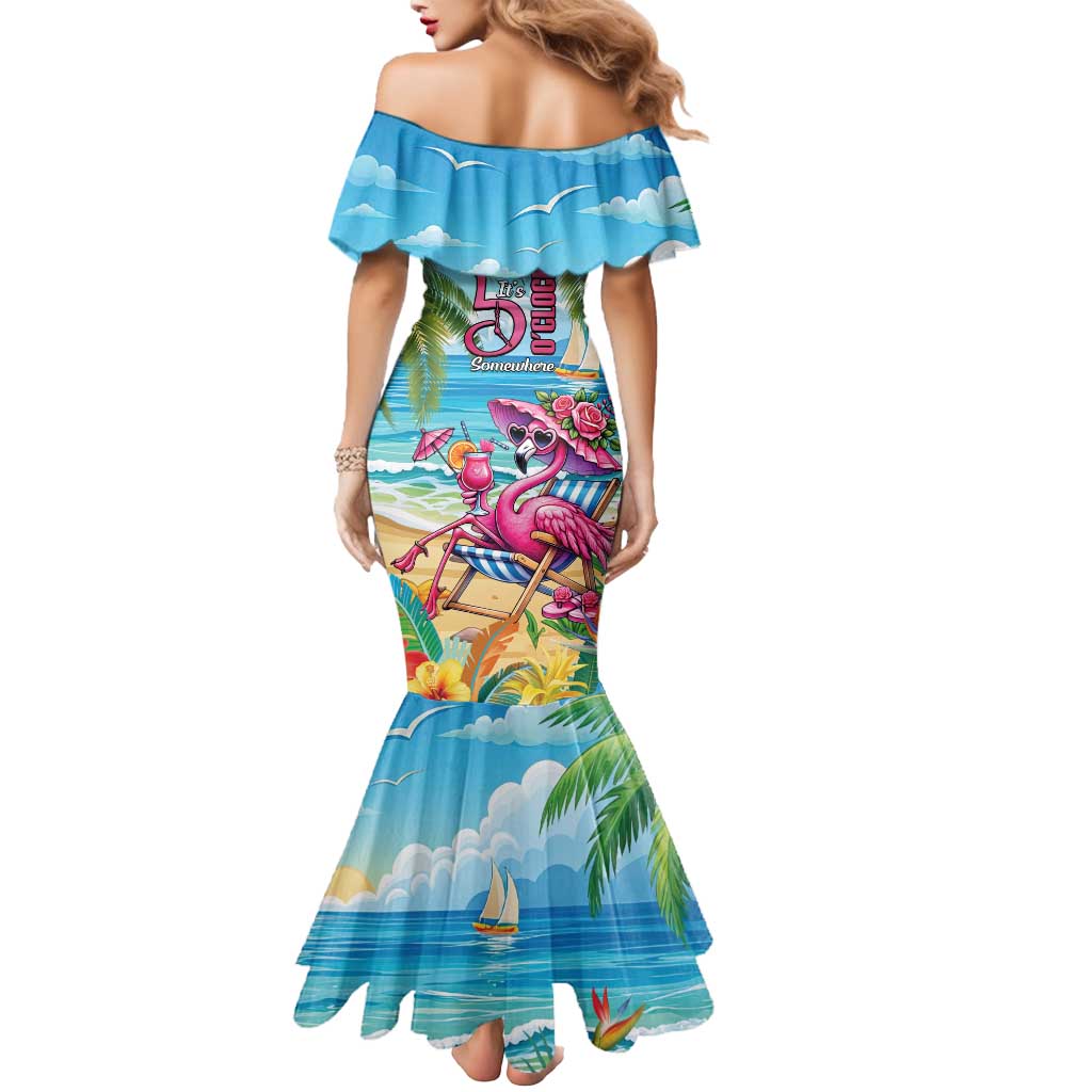 Flamingo Aloha Hawaii Mermaid Dress It's 5 O’Clock Somewhere Tropical Vibes - Polynesian Pride