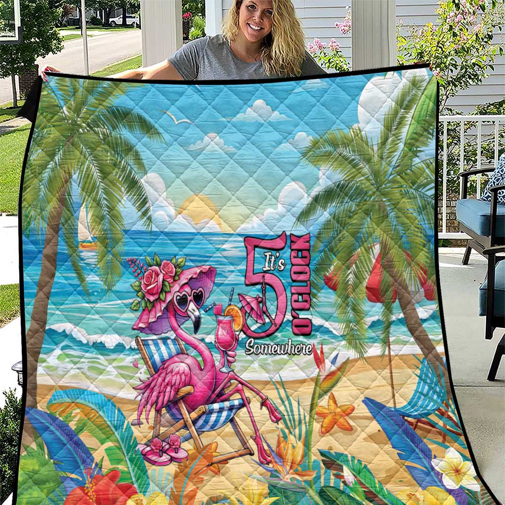 Flamingo Aloha Hawaii Quilt It's 5 O’Clock Somewhere Tropical Vibes - Polynesian Pride