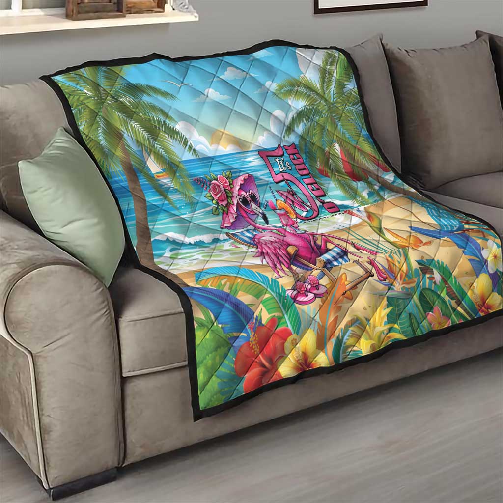Flamingo Aloha Hawaii Quilt It's 5 O’Clock Somewhere Tropical Vibes - Polynesian Pride