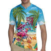 Flamingo Aloha Hawaii Rugby Jersey It's 5 O’Clock Somewhere Tropical Vibes - Polynesian Pride