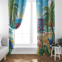 Flamingo Aloha Hawaii Window Curtain It's 5 O’Clock Somewhere Tropical Vibes - Polynesian Pride
