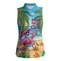 Flamingo Aloha Hawaii Women Sleeveless Polo Shirt It's 5 O’Clock Somewhere Tropical Vibes - Polynesian Pride