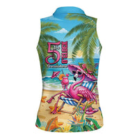 Flamingo Aloha Hawaii Women Sleeveless Polo Shirt It's 5 O’Clock Somewhere Tropical Vibes - Polynesian Pride