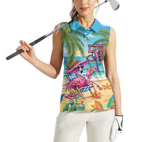 Flamingo Aloha Hawaii Women Sleeveless Polo Shirt It's 5 O’Clock Somewhere Tropical Vibes - Polynesian Pride