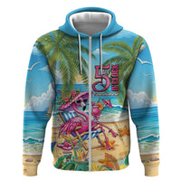 Flamingo Aloha Hawaii Zip Hoodie It's 5 O’Clock Somewhere Tropical Vibes - Polynesian Pride