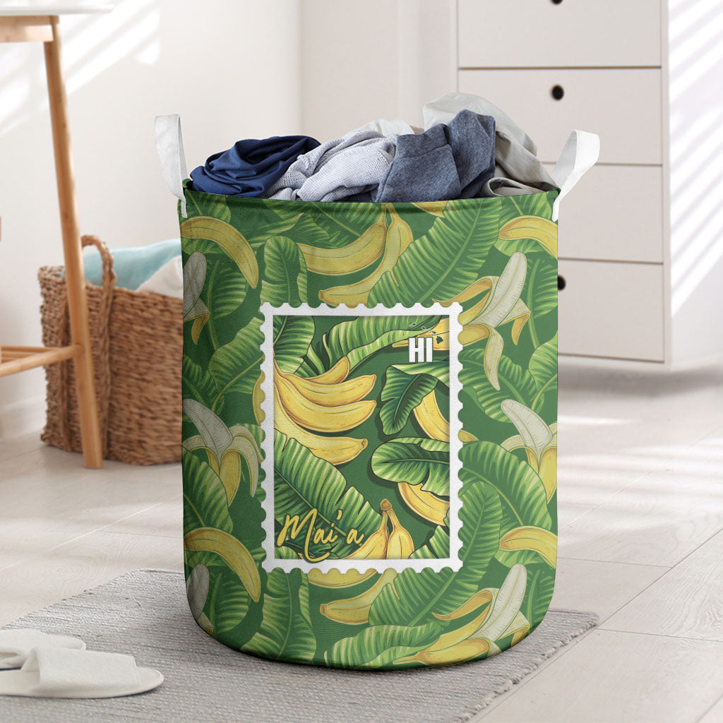 Aloha Hawaii Maia Laundry Basket Hawaiian Banana Stylized Stamp