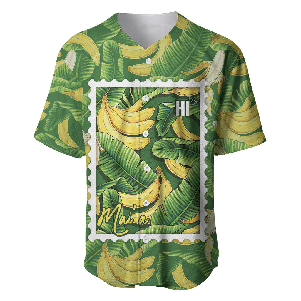 Aloha Hawaii Maia Baseball Jersey Hawaiian Banana Stylized Stamp LT14 Green - Polynesian Pride