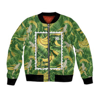 Aloha Hawaii Maia Bomber Jacket Hawaiian Banana Stylized Stamp LT14 Unisex Green - Polynesian Pride
