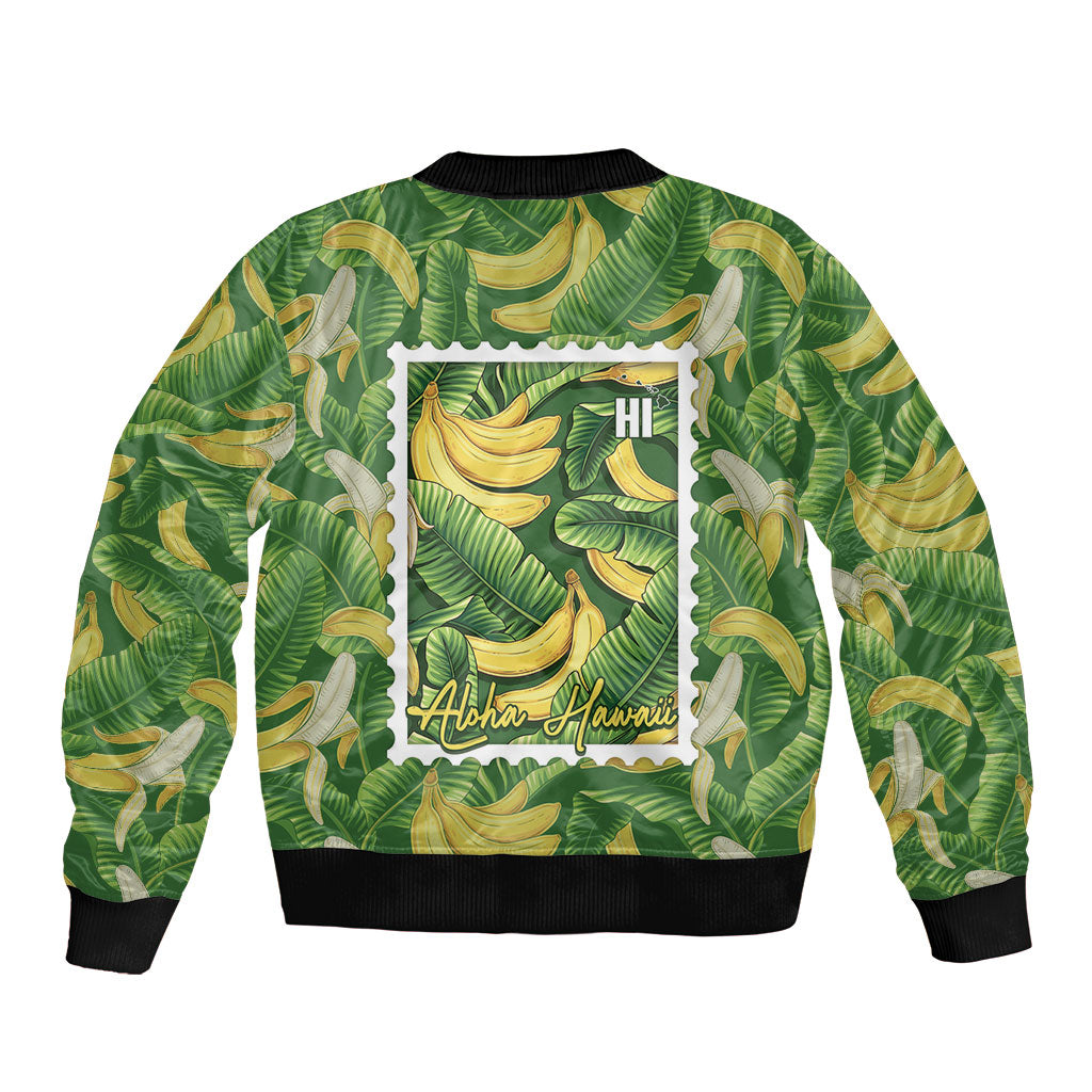 Aloha Hawaii Maia Bomber Jacket Hawaiian Banana Stylized Stamp LT14 - Polynesian Pride